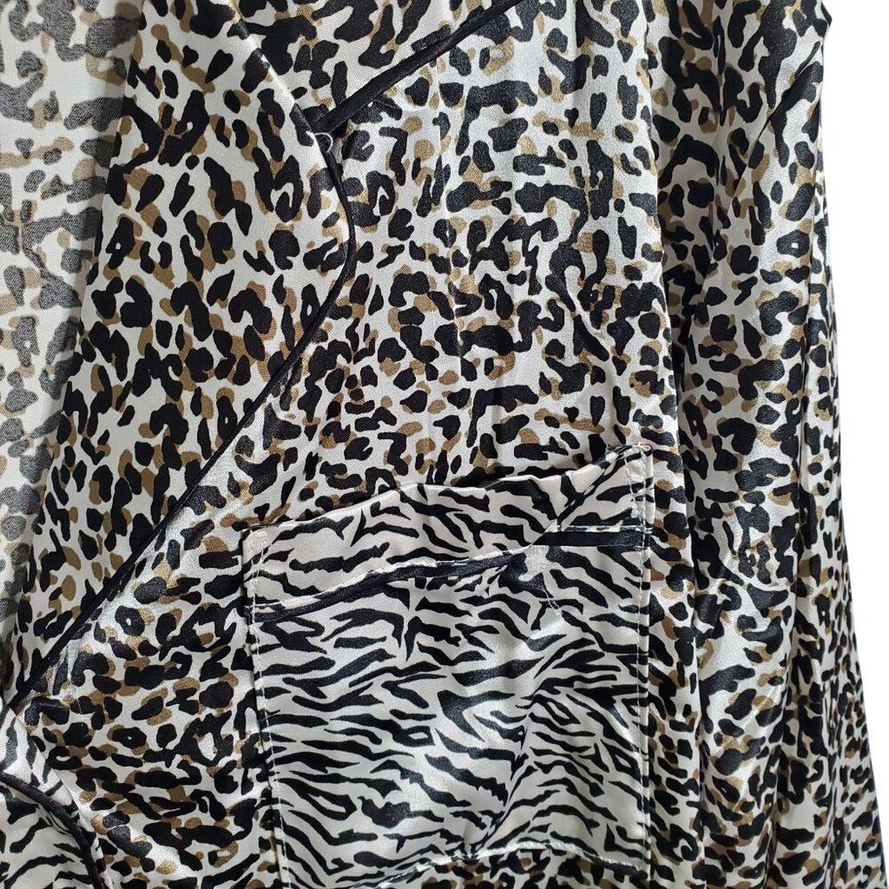 BB Dakota Size XXL Top Pajama Shirt Silky Satin Animal Print Stretch Blouse - Picture 6 of 11